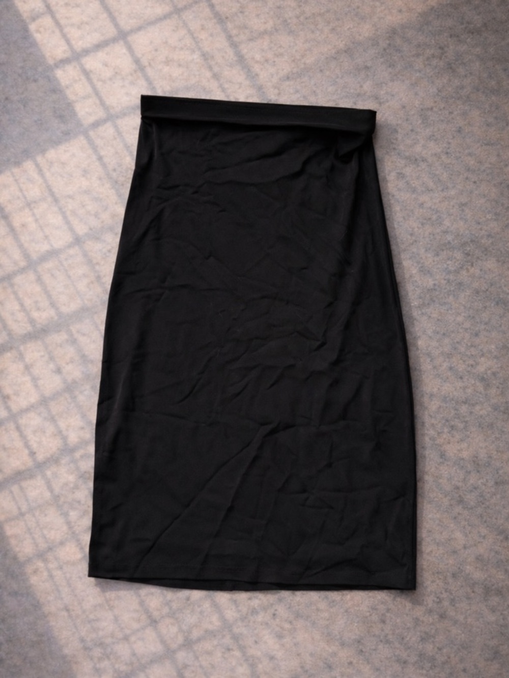 90s Goth Bodycon Midi Skirt Black Spandex Fitted Sexy Knee Length